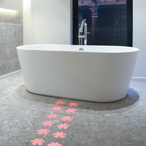 Pegatinas antideslizantes para bañera y ducha con diseño floral rosa y raspador incluido 8