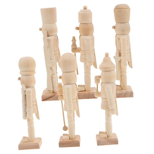 Ifundom 6 Stück Nussknacker Holzfiguren