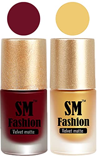 Image of Nail Polishes, Ruby Pink -Golden Velvet Matte Nail Paint Combo Set of 2 Pcs 7ml each