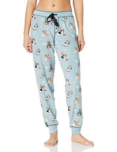 PJ Salvage Women's Loungewear Happy Howlidays Jammie Pant, Ice Blue, M