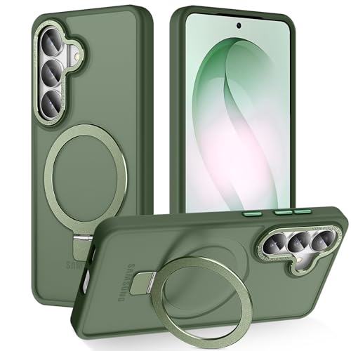 STERKER Designed for Samsung Galaxy S26 Case Magnetic Ring Stand [Military Grade Drop Protection][Compatible with Magnetic] Translucent Slim S26, Green
