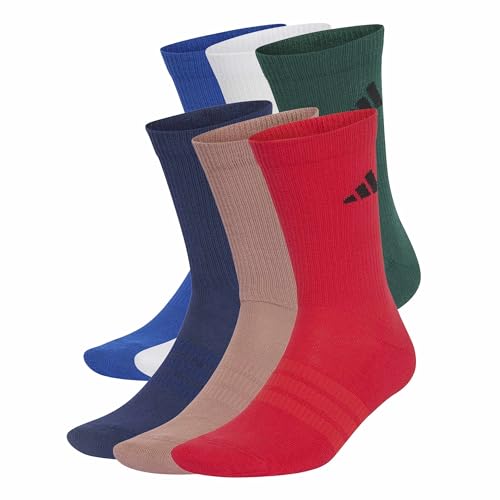 adidas Unisex Cushioned Crew Socks 6 Pair Pack Socks, team royal blue/dark blue/warm clay/pure ruby, S – Ansicht 1