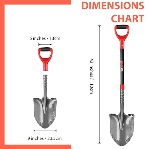 HANTOP Digging Shovel Round Garden Shovel Spade with Fiberglass Handle for Gardening, Landscaping, Digging,Construction, 43 inches
