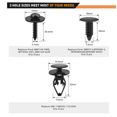 image for GOOACC 45Pcs Radiator Yoke, Fender & Bumper Shield Retainer Hex Head T