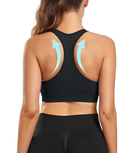 Veqking Women Sports Bra 2 Pack Deep V-Neck Crossover Front Workout Bras Seamless Racerback Yoga Bra Removable Padded Gym Bras Light Support thumb #1