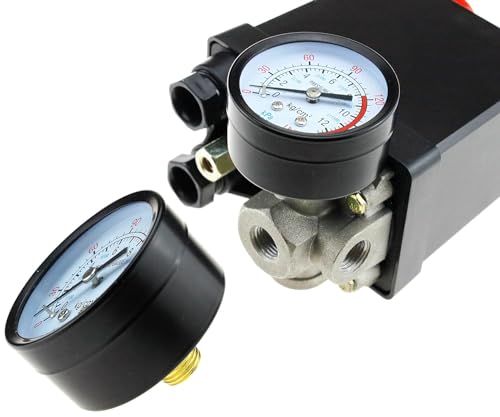 Luftkompressor Manometer, Druckmessgerät für Luftkompressor 180 PSI/12Bar, Druckluftdruckmessgerät Druckluft Manometer für Kompressor 42 mm Durchmesser für Schraubenkompressoren, Kolbenkompressoren