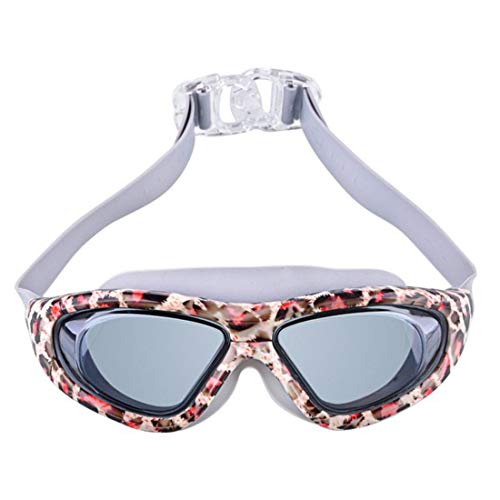WENNEW Adult Printed Liquid Goggles Electroplated Raincoat and Anti-Fog Swimming Goggles Leopard-Print HD