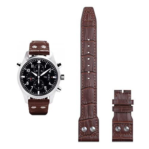 Bracelet montre cuir italien Feng Shui 21mm 22mm robuste avec fermoir marron