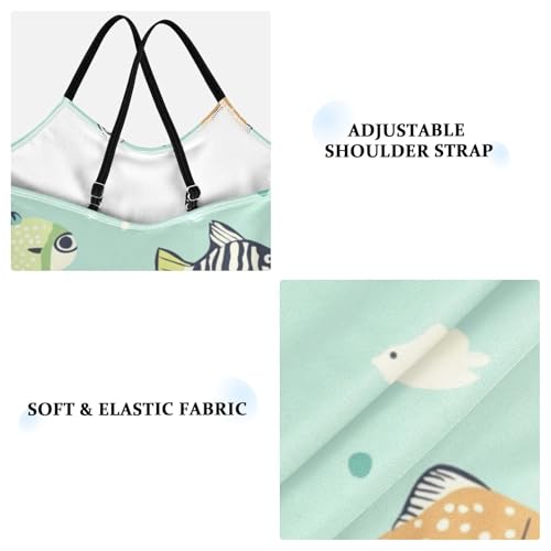 ZZKKO Tropical Fish Green Girls Swimsuit One Piece Bathing Suit for Baby Girls' Swimwear 3-10T3