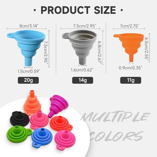 6 Pack Silicone Collapsible Funnel Set, 3 Sizes (E Set) - Funnels for Kitchen Use, Daily Cooking and Water, Kitchen Gadgets