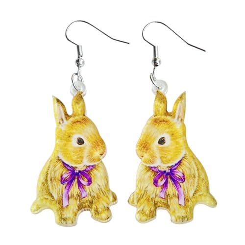 Fuqimanman2020 Easter Earrings Acrylic Cute Bunny Rabbit Egg Spring Flower Dangle Drop Earrings Easter Holiday Gifts for Women-C