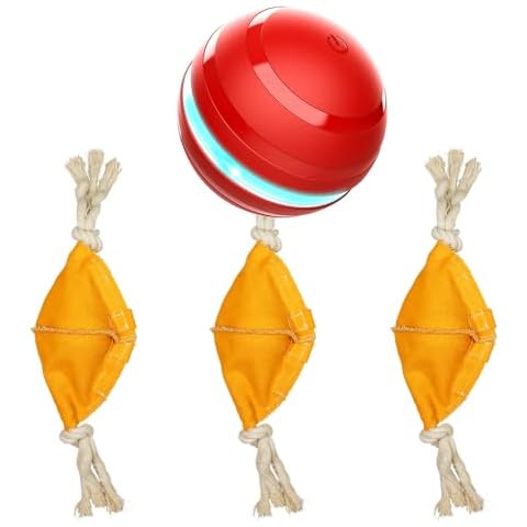 Salodal Interactive Dog Toys Ball Squeaky Dog Toys & 2 Pcs Replacement Canvas Bag Cover