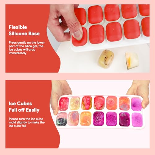 Image of Ice Cube Trays 4 Pack, Airabc Silicone Ice Cube Trays with Removable Lid, Easy-Release Flexible 14-cube Ice Trays, LFGB Certified and BPA Free, Stackable Ice Trays with Covers for Cocktail, Freezer