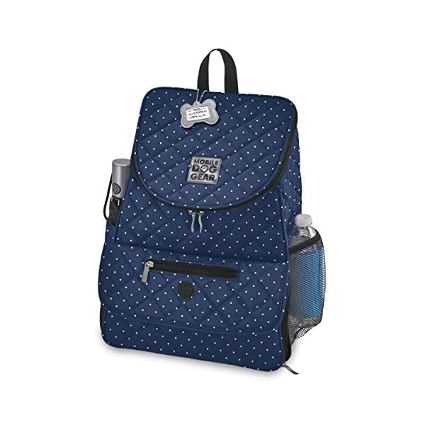 Mobile Dog Gear Dog Travel Bag - Deluxe Quilted Weekender Backpack with Food Carriers and Collapsible Bowls