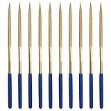 FOCMKEAS 10 PCS Diamond Needle File (4mm x 160mm,150 Grit) Titanium Coated Mini Metal Files Square F