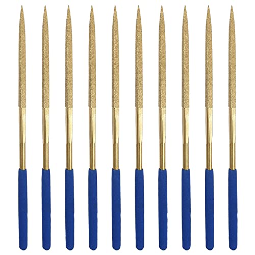 Focmkeas 10 Pcs Diamond Needle File (4Mm X 160Mm,150 Grit) Titanium Coated Mini Metal Files Square Files For Precision Metal File Work Miniature Diy Jewelers/Glass/Ceramic #TOP12