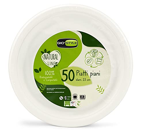 Giostyle 50 piatti piani da 23 cm polpa di cellulosa