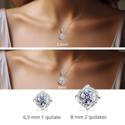 Miniatura 4 de Collar De Moissanita Para Mujer, Colgante De Plata 925, Diamante De Moissanita De 1ct, Cultivado En Laboratorio, Plata 925 Bañada En Oro Blanco De 18k, Joyería De Colgante, Incluye Caja De Regalo.