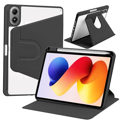 [ZoRoll] Xiaomi Redmi Pad 2 Pro �p �P�[�X 12.1�C���` �^�u���b�g �J�o�[ �蒠�^ �ی�P�[�X (�u���b�N) | �X�^���h�@�\�t�� 360°��]�� �I�[�g�X���[�v�@�\�t�� PU���U�[ �w�ʓ����o�b�N TPU�t���[�� �Ϗ�
