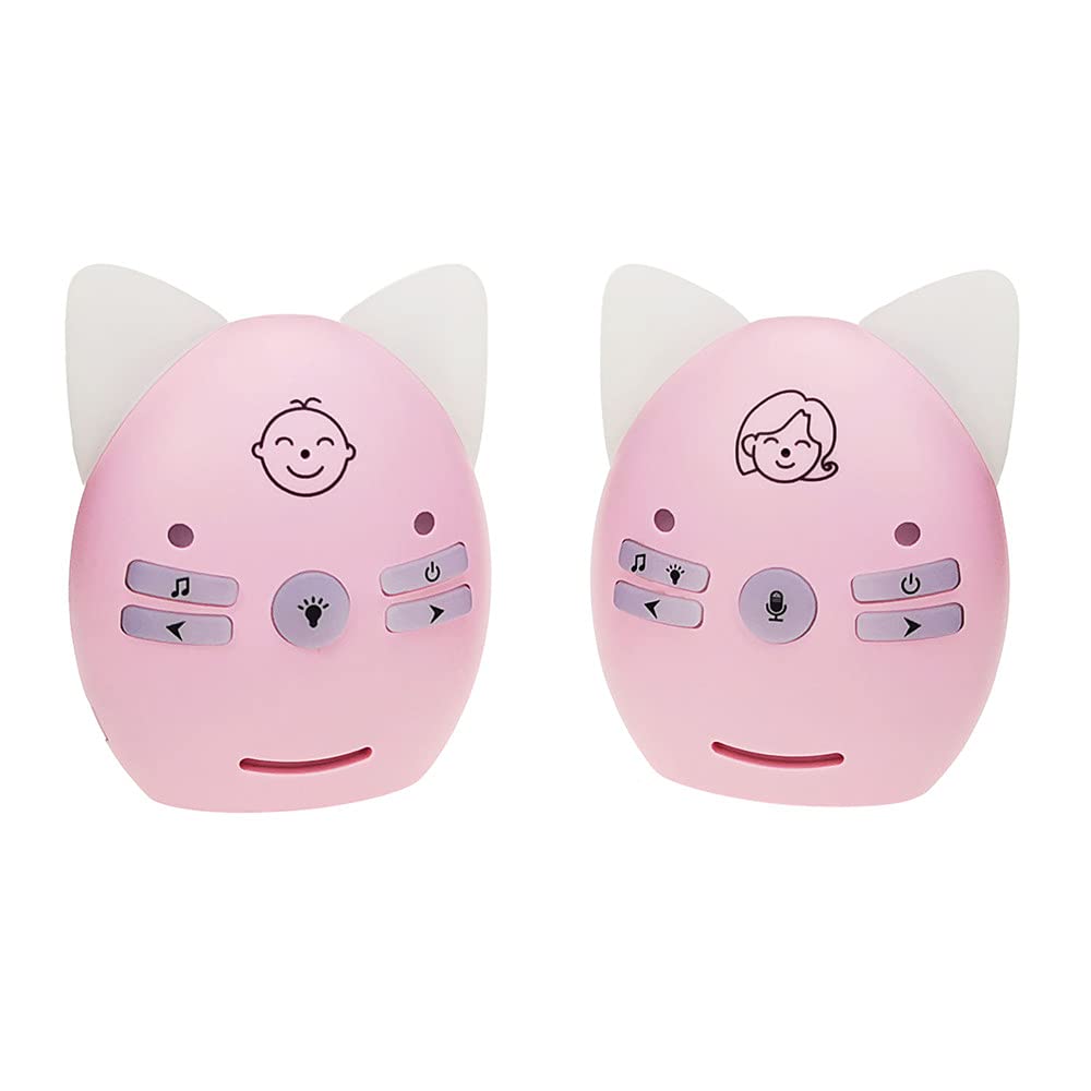 Bébé Moniteur Portable sans Fil, Ecoute-bébé Babyphone 2.4GHz, Talkie-walkie, Interphone Bidirectionnel, Audio, veilleuse, Diffusion Vocale Numérique (Rose)