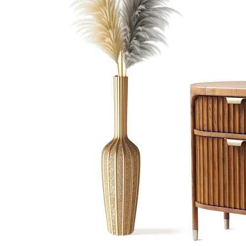 Rocendlor Elegant Gold Floor Vase - 23.62” Tall Decorative Vase for Dried Flowers | Home Decor Accent | Resin Tall Floor Vase