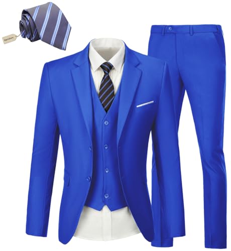 Men's Suit Slim Fit 3 Piece Wedding Dress Tux Suit Set Two Buttons Business Suits Blazer Jacket Vest Pants with Tie2