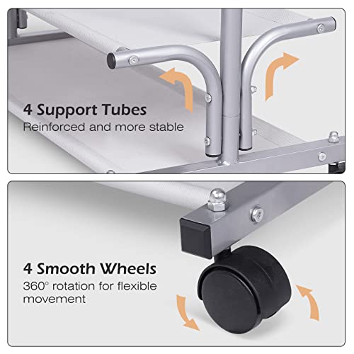 Misslo 2 Shelves Clothing Racks For Hanging Clothes Hanger Rack Rolling Garment Rack Heavy Duty Metal Wardrobe Rack, Silver #TOP4