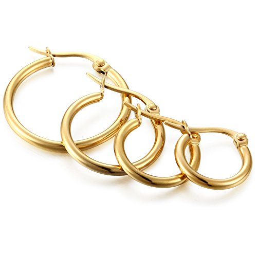 Orazio 4 Pairs Stainless Steel Hoop Earrings Set Cute Huggie Earrings For Women,Gold-Tone,10Mm-20Mm #TOP1