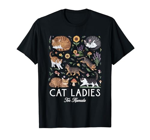 Cat Ladies for Kamala Harris Walz Democrat Vote Blue 2024 T-Shirt