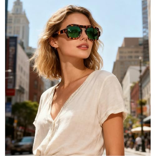 Retro Square Sunglasses Women Fashion Gradient Shades UV400 Men Punk Blue Green Sun Glasses N474