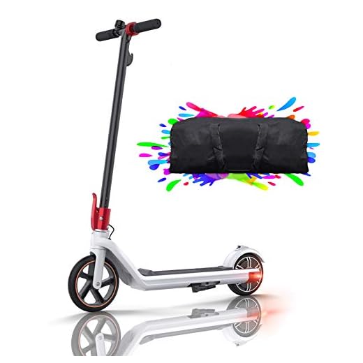 Elektriska sparkcyklar Ultra lättviktsfällbar vuxen elektrisk skoter 150W elektrisk sparkcykel fasta däck 15km räckvidd Lämplig för barn och tonåringar, med skoterförvaringsväska, Mini 2 (Vit)