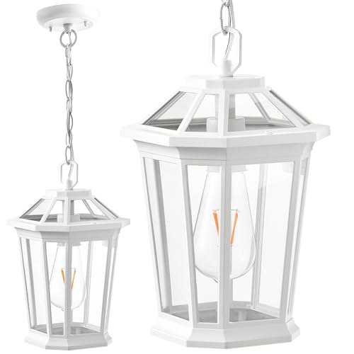 Image of VIANIS White Outdoor Pendant Lights, Modern Hanging Outside Lights Lantern
