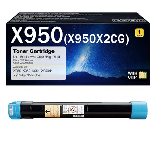 DTGTEX X950 Toner Cartridge Compatible for Lexmark X950 X950X2KG X950X2CG X950X2MG X950X2YG Toner Cartridges for Lexmark X950 X952 X954 X950de X952dte X954dhe Printers Cyan