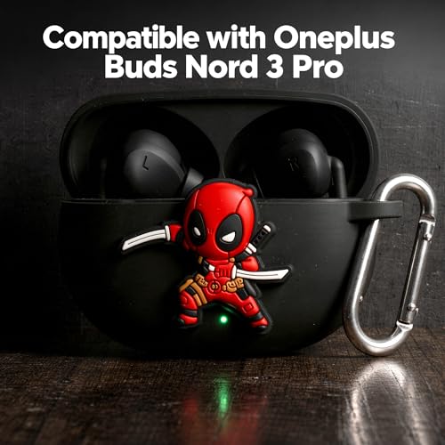 Image of New Silicone Case Compatible with Oneplus Buds Nord 3 Pro (2024) Protective Soft Silicone 360 Full Protection Dust-Proof Shockproof Case Cover with Hook (Cover Only) (Ninja Pool)