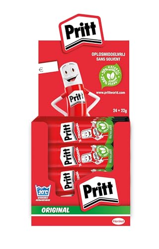 Pritt Klebestift, sicherer und kinderfreundlicher Kleber für Kunst und Bastelarbeiten, starker Klebstoff für Schule & Bürobedarf, 24x22g Pritt Stift