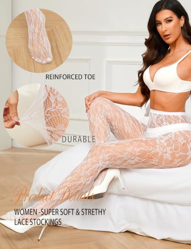Image of Lace Tights Lace Stockings Sunflower Fishnet Stockings for Women Leggings Floral Pantyhose
