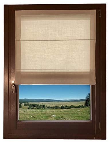 Persianas romanas a medida con tejido efecto lino para ventanas en color blanco 3