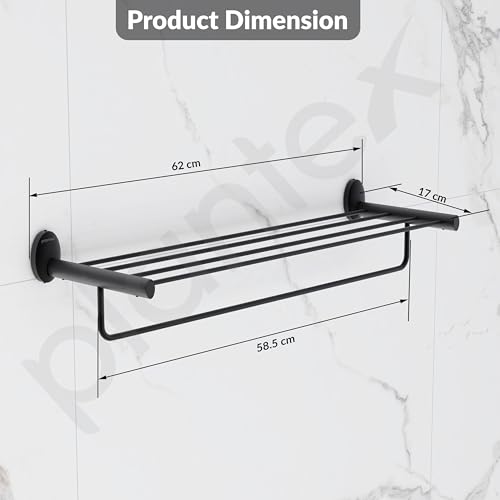 Image of Plantex 304 Grade Stainless Steel 24-Inch Towel Rack for Bathroom /Towel Rod /Towel Hanger Stand /Bathroom Accessories - Oreva (Black)