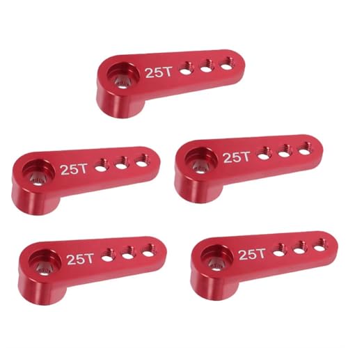 Giwnhvx Brazo de bocina servo de dirección de coche RC de aleación de aluminio 25T para piezas de oruga de coche RC 1/10 1/8, color rojo