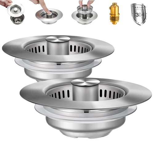 Colador para desagüe de cocina 3 en 1, acero inoxidable