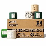 Homethings Premium Bamboo Toilet Roll – 24 x 3-Ply Unbleached Eco Toilet Paper, 380 Sheets per Roll, Sustainable Bamboo, Ultra Soft & Strong, Plastic-Free Bathroom Tissue