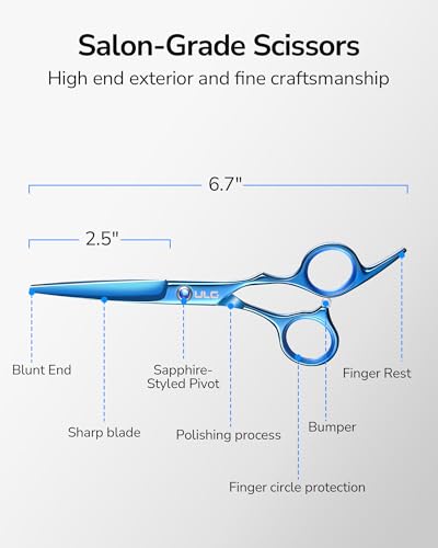 Image of Hair Cutting Scissors, ULG Professional Hair Scissors 6.5 inch Right-Hand Razor Edge Barber Shears Salon Hair Cutting Shears Made of Japanese Stainless Steel, Hand Sharpened Navy