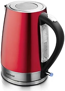 Cusimax 3000W 1.7L Cordless Electric Kettle - BPA-Free Water Kettle with Auto Shut-Off and Boil-Dry Protection - Stainless Steel - CMWK-180R - (Red)