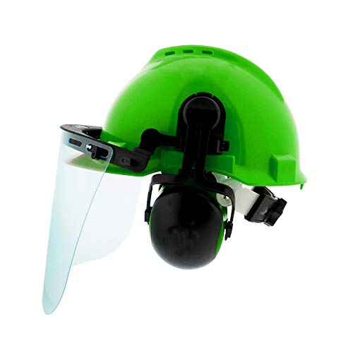 Felled Forestry Safety Helmet – Vented Forestry Hard Hat, Mesh/Plastic Safety Visor, Earmuffs – Chainsaw Helmet System