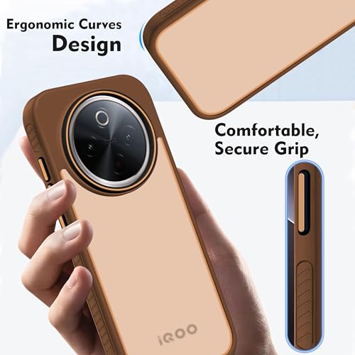 Image of V-TAN Back Cover for IQOO Z10 Compatible Case, Matte Finish Transparent Case, TPU, Camera Protective Shockproof Cover (Brown)