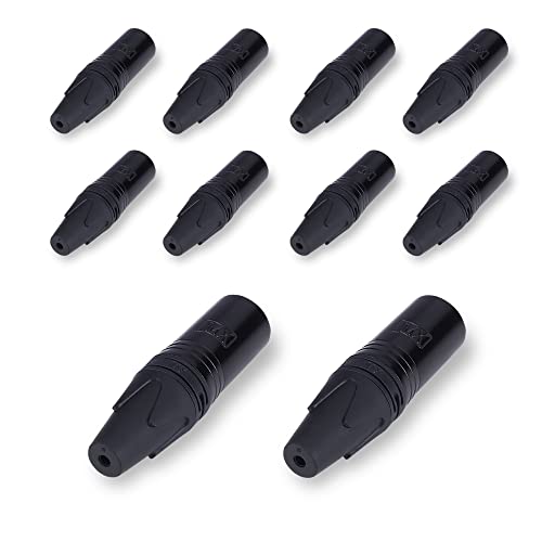 Image of MX 5 Pin Mic Male Connector XLR Mc3Mxx (Black Coating) Made of Pure Copper Nickel Plated XLR Pin for High Conductivity and Ultra-Low Noise (Metal End) Pack of 10