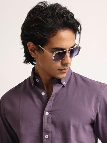 Image of MANIAC || Mens || Solid || Collared Neck || Full Sleeve || Oxford || Linen Blend Fabric || Shirt