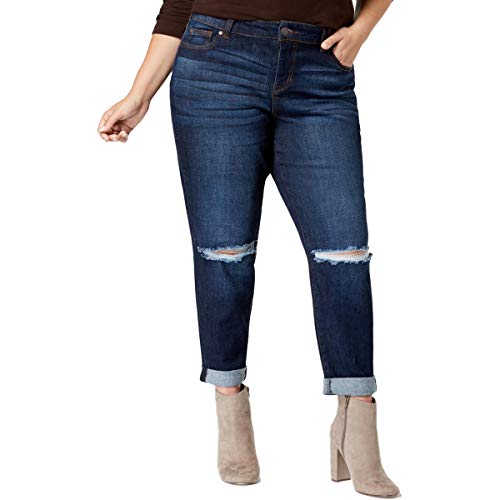 Celebrity Pink Trendy Plus Size Ripped Girlfriend Fit Jeans