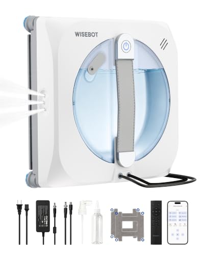 WISEBOT Window Cleaning Robot with AI Navigation, Triple Spray, Square Edge