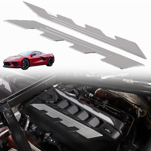 Image of Sekhyna Engine Bay Panel Cover Trim 2PCS Compatible with Corvette C8 Stingray 2020-2025 Engine Cover Left Right Protective High Temperature Resistance Cover Trim Accessories (Silver)